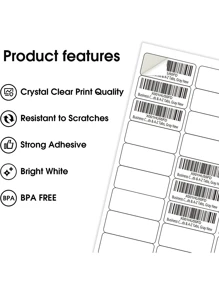 30 up Labels 1" X 2-5/8" Shipping Address Labels for Laser and Inkjet Printers, White Multipurpose Label Sticker Paper - White - View 3