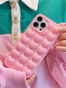 غطاء هاتف بنمط قلب زهري فاتح