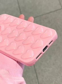 غطاء هاتف بنمط قلب زهري فاتح