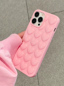 غطاء هاتف بنمط قلب زهري فاتح