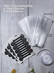 30pcs Letter Graphic Packaging Bag - Black - View 3