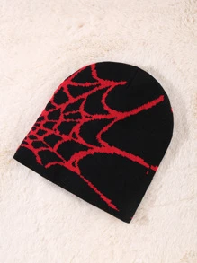 1入組Y2K帽彈性可折疊女士趨勢針織帽圖案無簷小便帽 - 彩色 - 查看 2