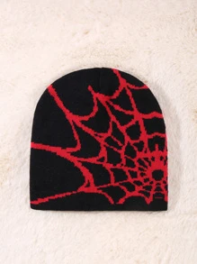 1入組Y2K帽彈性可折疊女士趨勢針織帽圖案無簷小便帽 - 彩色 - 查看 1