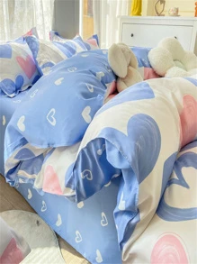 1pc Multi-Color & Pattern Polyester Duvet Cover, Simple Style, Soft & Comfortable Fabric For Naked Sleeping, Moisture-Wicking & Quick-Drying, Durable Wash After Wash Without Pilling Or Fading, Temperature Regulating For All Seasons, Fresh & Soft Breathable, All-Season Use, No Comforter/Filling Included, With Corner Ties - Multicolor - View 5