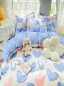 1pc Multi-Color & Pattern Polyester Duvet Cover, Simple Style, Soft & Comfortable Fabric For Naked Sleeping, Moisture-Wicking & Quick-Drying, Durable Wash After Wash Without Pilling Or Fading, Temperature Regulating For All Seasons, Fresh & Soft Breathable, All-Season Use, No Comforter/Filling Included, With Corner Ties - Multicolor - View 3