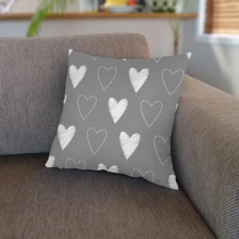 1pc Heart Print Cushion Cover Without Filler, Modern Fabric Decorative Throw Pillow Case For Living Room, Home Decor - Multicolor - View 5