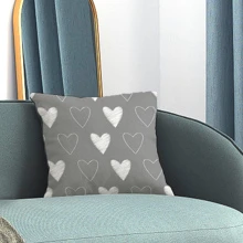 1pc Heart Print Cushion Cover Without Filler, Modern Fabric Decorative Throw Pillow Case For Living Room, Home Decor - Multicolor - View 6