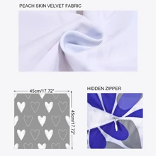 1pc Heart Print Cushion Cover Without Filler, Modern Fabric Decorative Throw Pillow Case For Living Room, Home Decor - Multicolor - View 7