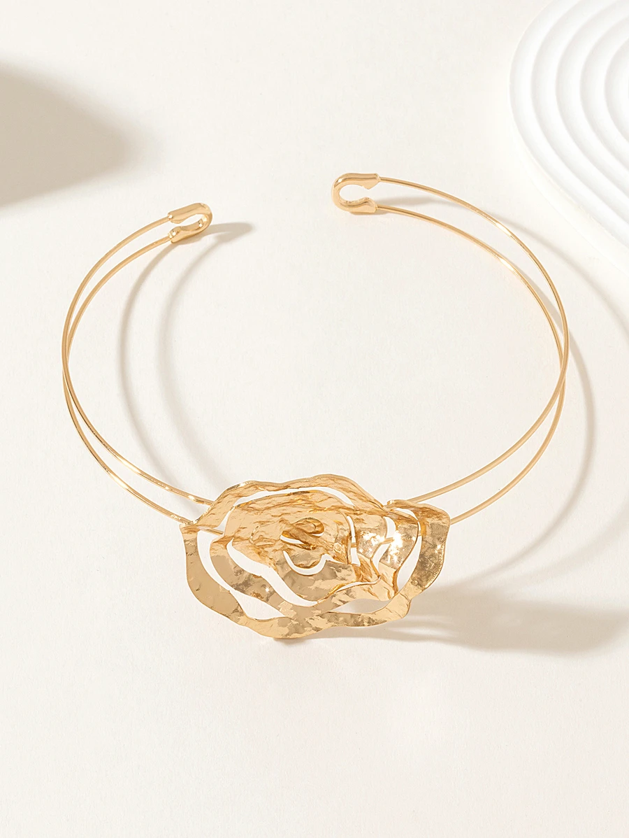 1pc Exquisite Flower Decor Cuff Choker For Women For Party
