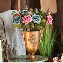 1Pc 2 Đầu Hoa Giả Màu Hồng Hoa Hồng Thân Dài Cho Gia Đình Trang Trí Đám Cưới Tiệc Bàn Nhà Bếp Đồ Trang Trí Trung Tâm DIY Cắm Hoa Giả Bó Hoa Cô Dâu - Hồng - Xem 4