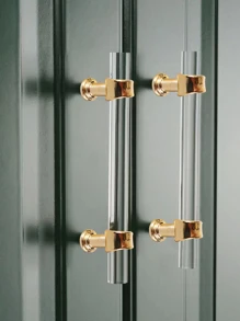 1pc Modern Simple Clear Strip Design Resin Drawer Handle, Suitable For Cabinets, Drawers, Wardrobes, Dressers, Cabinet Doors, Door Handles, Comes With Screws