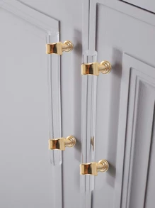 1pc Modern Simple Clear Strip Design Resin Drawer Handle, Suitable For Cabinets, Drawers, Wardrobes, Dressers, Cabinet Doors, Door Handles, Comes With Screws