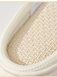 interior casa Sandalias con Zapatillas dibujos animados lindo pequeño vaca lino Zapatillas antideslizante - Beis - Ver 9