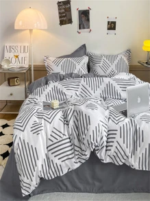 Striped Pattern Duvet Cover Without Filler - Multicolor - View 3