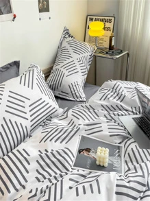Striped Pattern Duvet Cover Without Filler - Multicolor - View 6