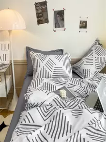 Striped Pattern Duvet Cover Without Filler - Multicolor - View 7