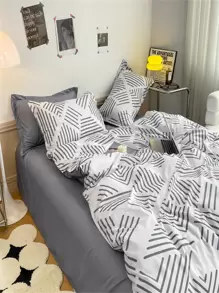 Striped Pattern Duvet Cover Without Filler - Multicolor - View 8