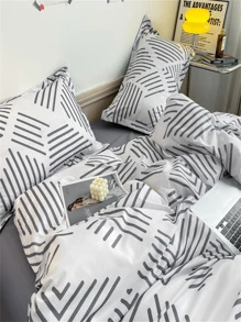 Striped Pattern Duvet Cover Without Filler - Multicolor - View 9