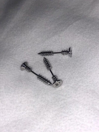 1Pair Punk Titanium Steel Simulation Screw Studs Simple Stainless Steel Earrings Men's And Women's Individual Earrings