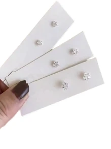 3pairs/6pcs Star & Cubic Zirconia Design Three Piece Jewelry Set - Silver - View 5