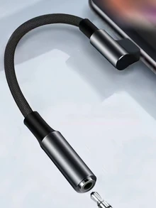 1入編織式彎頭轉換器手機轉換器,適用於將type-c轉換器轉換為3.5毫米音頻線 - 灰色 - 查看 3