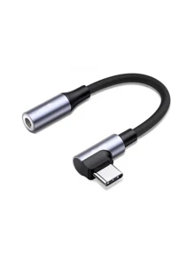 1入編織式彎頭轉換器手機轉換器,適用於將type-c轉換器轉換為3.5毫米音頻線 - 灰色 - 查看 1