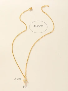 1pc Delicate Stainless Steel Full Cubic Zirconia Cross Pendant Necklace For Women