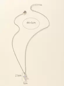 1pc Delicate Stainless Steel Full Cubic Zirconia Cross Pendant Necklace For Women