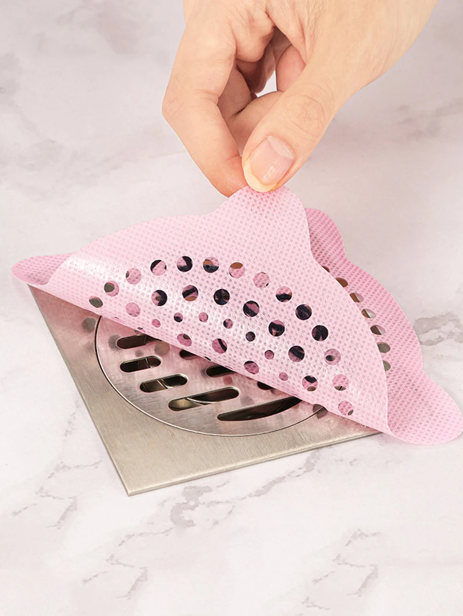 10pcs Pink Disposable Floor Drain Sticker Bathroom Decor Summer
