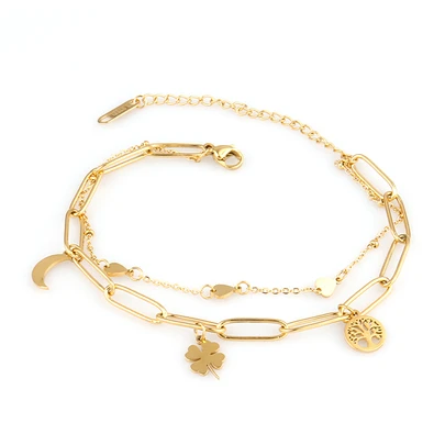 不銹鋼手環適合女士波西米亞雙層手鏈首飾類禮品