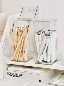 多功能化妝刷架,1入組現代透明化妝刷收納盒化妝盒 - 無色 - 查看 3