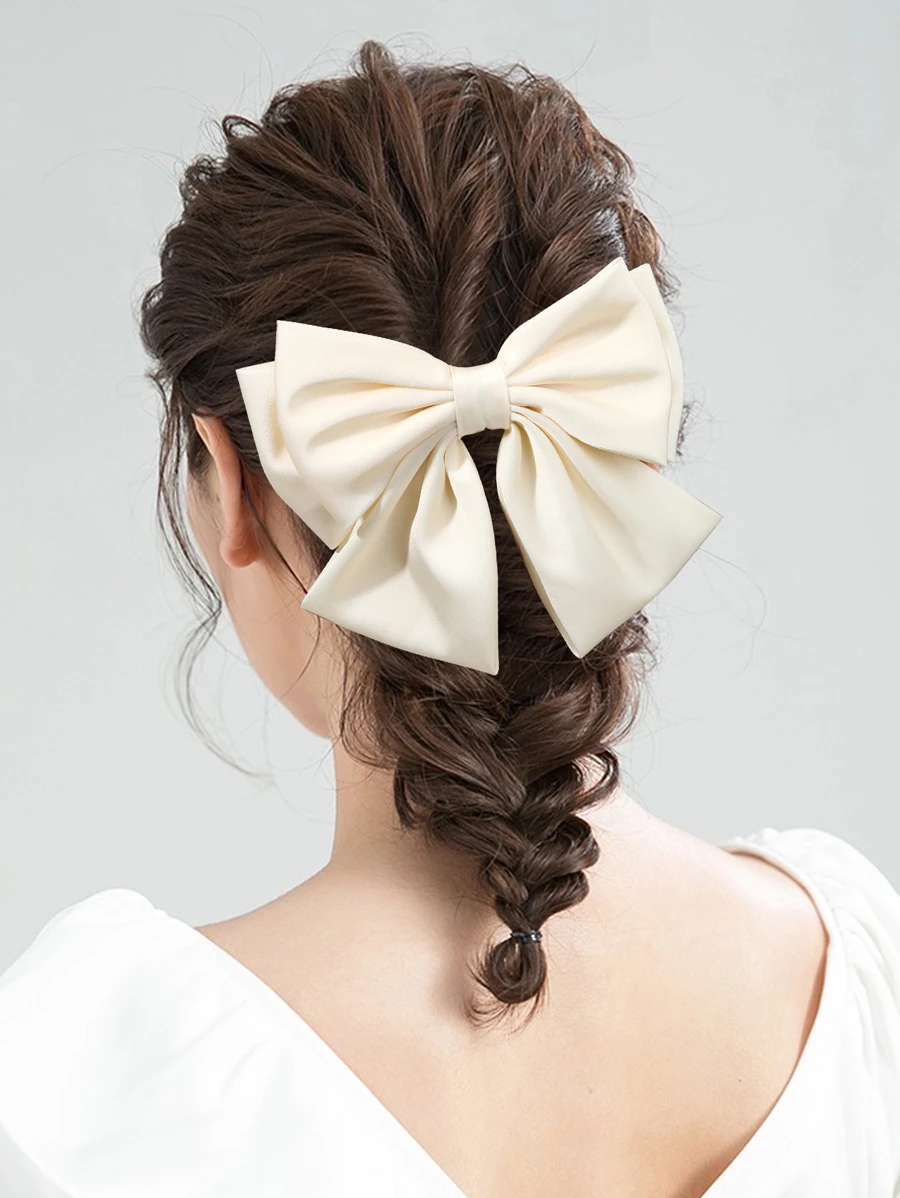 Kẹp Tóc Trang Trí Nơ - Màu be - Xem 1