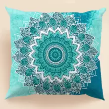 1入組曼陀羅印花靠墊套不附帶墊芯,織物裝飾抱枕套適用於客廳,家庭裝飾