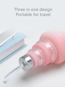 3pcs Large Capacity Gradient Color Plastic Straw Sports Water Bottle - Perfect for Outdoor Fitness - Mauve Purple - View 3