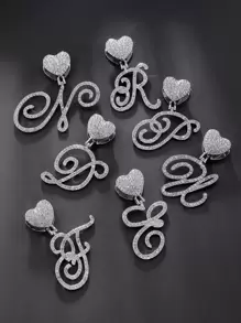 1入組簡約風和時髦氧化鋯個性化26字母吊墜項鍊 - 銀色 - 查看 2