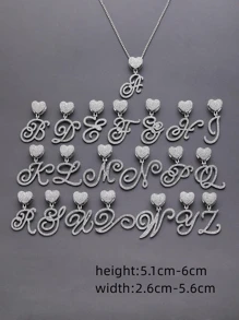 1入組簡約風和時髦氧化鋯個性化26字母吊墜項鍊 - 銀色 - 查看 3