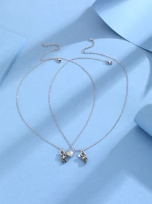 ATLVXJL 2 chiếc mặt dây chuyền hình phi hành gia phát triển trong bóng tối có hạt chiếu hấp thụ từ tính hình trái tim bằng thép không gỉ làm quà tặng ngày lễ tình nhân - Nhiều màu - Xem 4