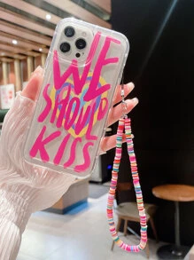 字母圖案透明手機殼帶掛繩相容於 iPhone 15/15Pro/15Plus/15Promax - 彩色 - 查看 4