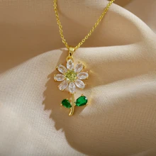 韩版新款满花设计轻盈奢华个性化锁骨链，精致复古钛钢项链，女士款，1条 - 金色 - 查看 6