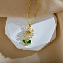 韩版新款满花设计轻盈奢华个性化锁骨链，精致复古钛钢项链，女士款，1条 - 金色 - 查看 3