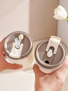 1pc Stainless Steel Insulated Cup With Letter Print - Khaki - View 9