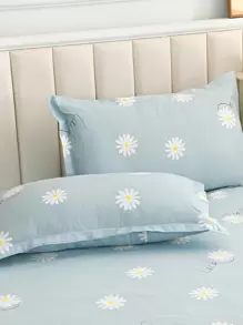 Daisy Print Flat Sheet Set Without Filler - Black and White - View 4