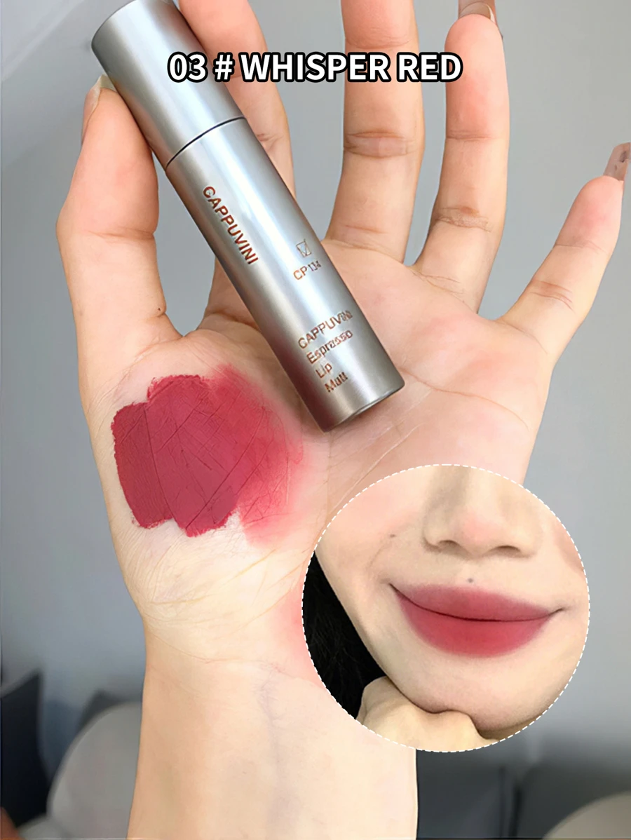 Cappuvini 單絲絨啞光霧面唇彩,防水不粘杯子唇釉不易脫妝不褪色液體口紅 - 乾枯玫瑰色 - 查看 1