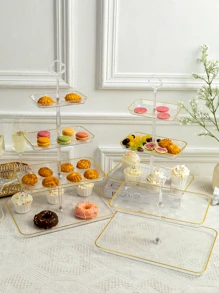 1入組透明派對蛋糕架 - 白色 - 查看 5