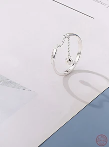1 pièce Anneau Mode Argent Sterling Réglable Chaîne À Perles Pour Femme Pour Décoration Quotidienne