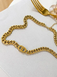 Dây chuyền thép không gỉ, tối giản và thiết thực, đa năng - Vàng - Xem 2