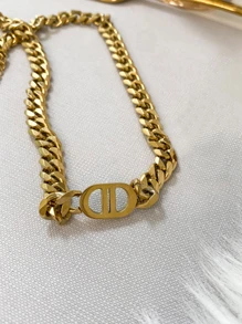 Dây chuyền thép không gỉ, tối giản và thiết thực, đa năng - Vàng - Xem 4