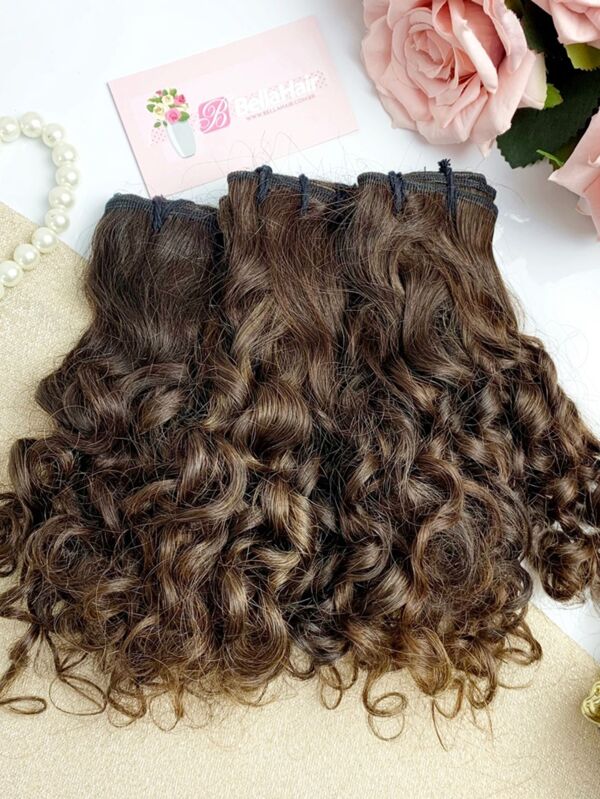 MEGA HAIR CABELO HUMANO TECIDO CACHO CAIPIRA CASTANHO CLARO 35 CM