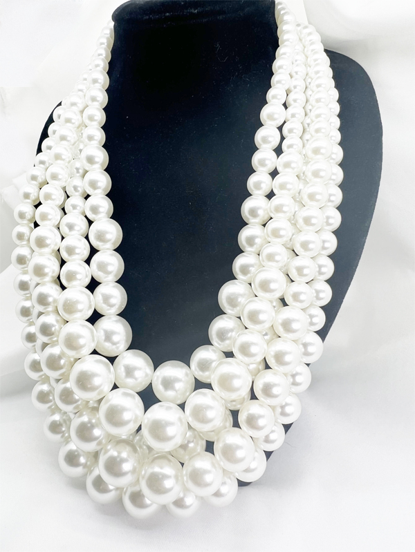 1pc Multi Layer Abs Faux Pearls Necklace