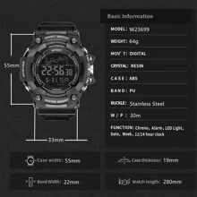 男士防水電子錶 - 黑色 - 查看 5